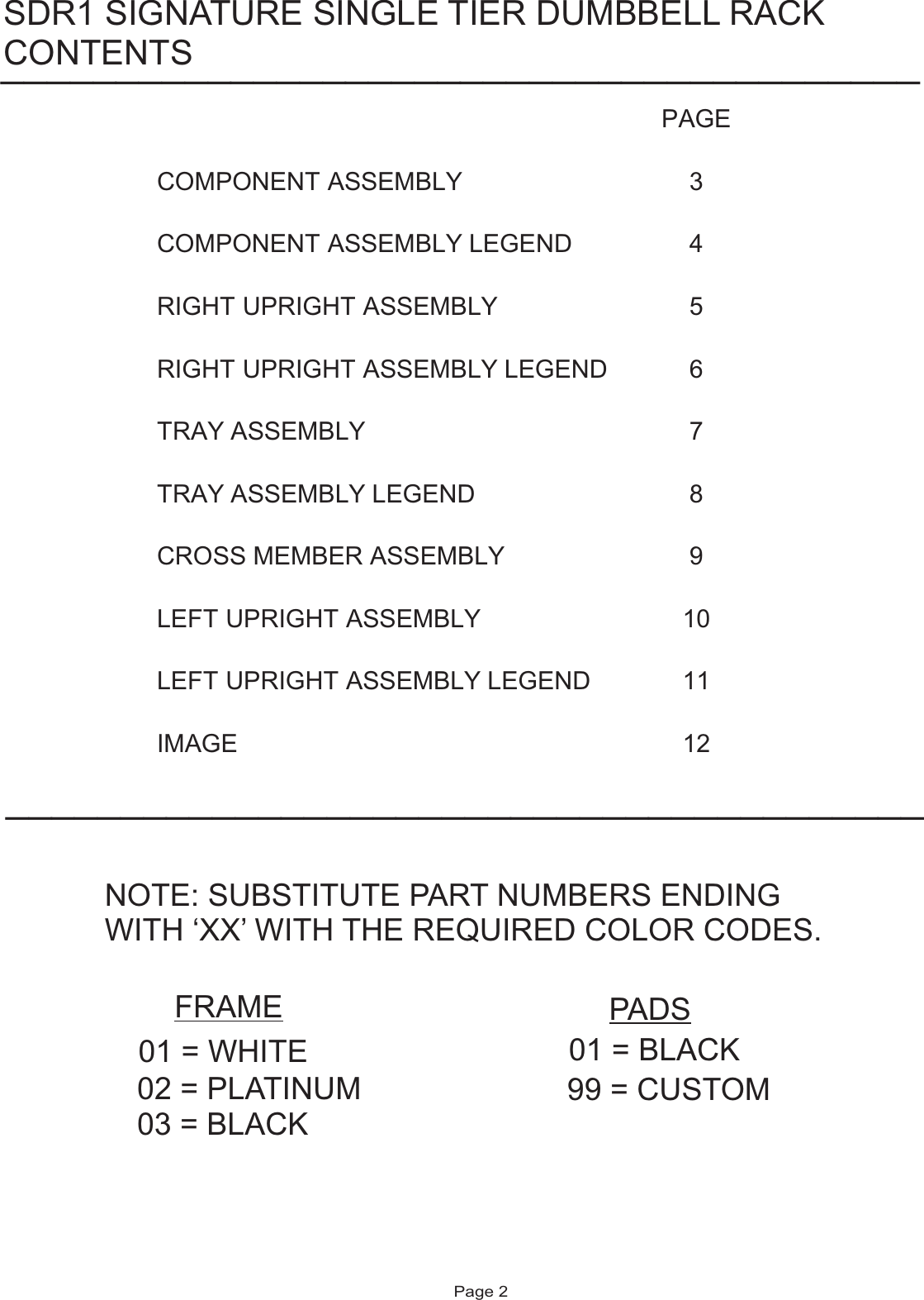 Page 2 of 12 - Life-Fitness Life-Fitness-Sdr1-Users-Manual- SDR1 Parts List  Life-fitness-sdr1-users-manual