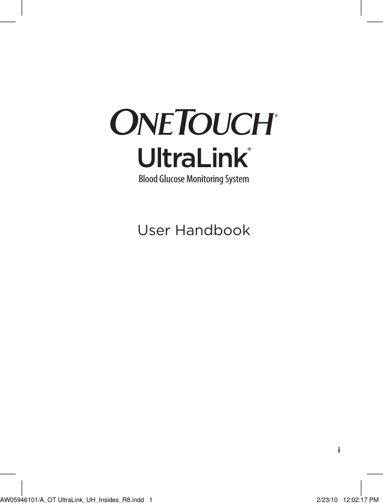 Page 1 of LifeScan B OneTouch UltraLink Blood Glucose Meter User Manual Manual