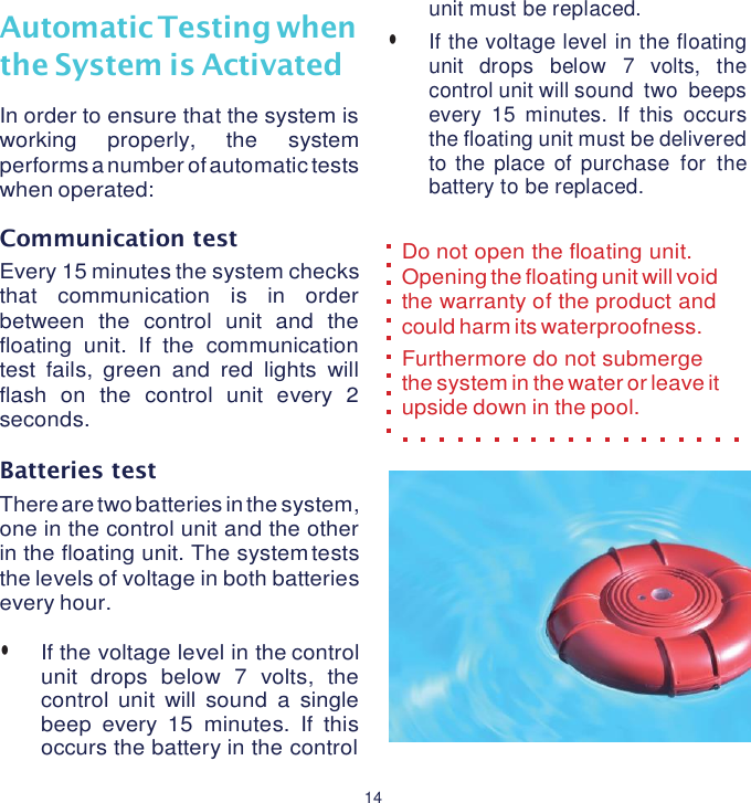 Lifebuoy LBPABUOY Floating unit of Pool alarm system User Manual
