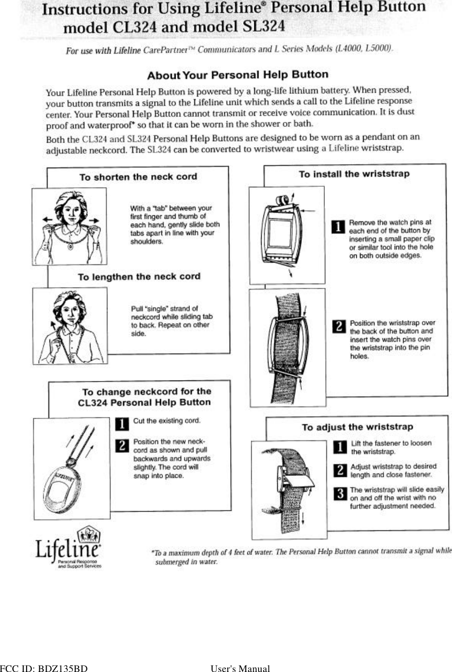 FCC ID: BDZ135BD User&apos;s Manual