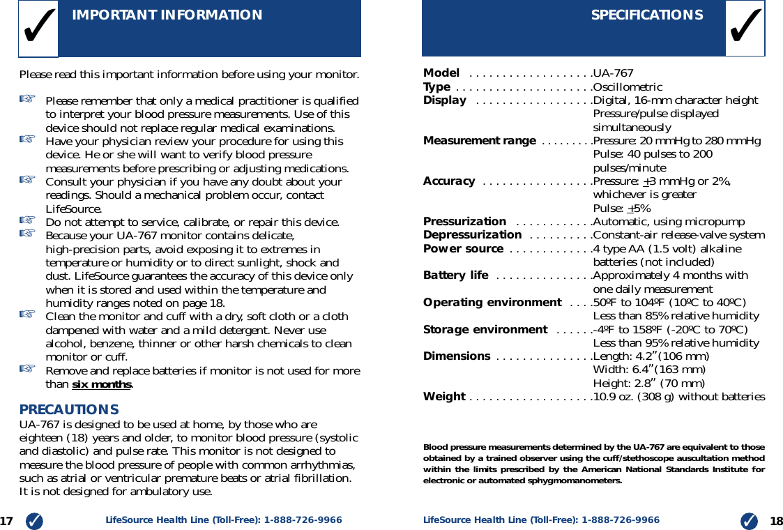 Page 10 of 11 - Lifesource Lifesource-Ua-767-Instruction-Manual- ManualsLib - Makes It Easy To Find Manuals Online! Lifesource-ua-767-instruction-manual
