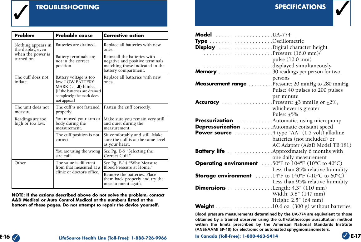 Page 10 of 11 - Lifesource Lifesource-Ua-774-Users-Manual- Pages From UA_774composite  Lifesource-ua-774-users-manual