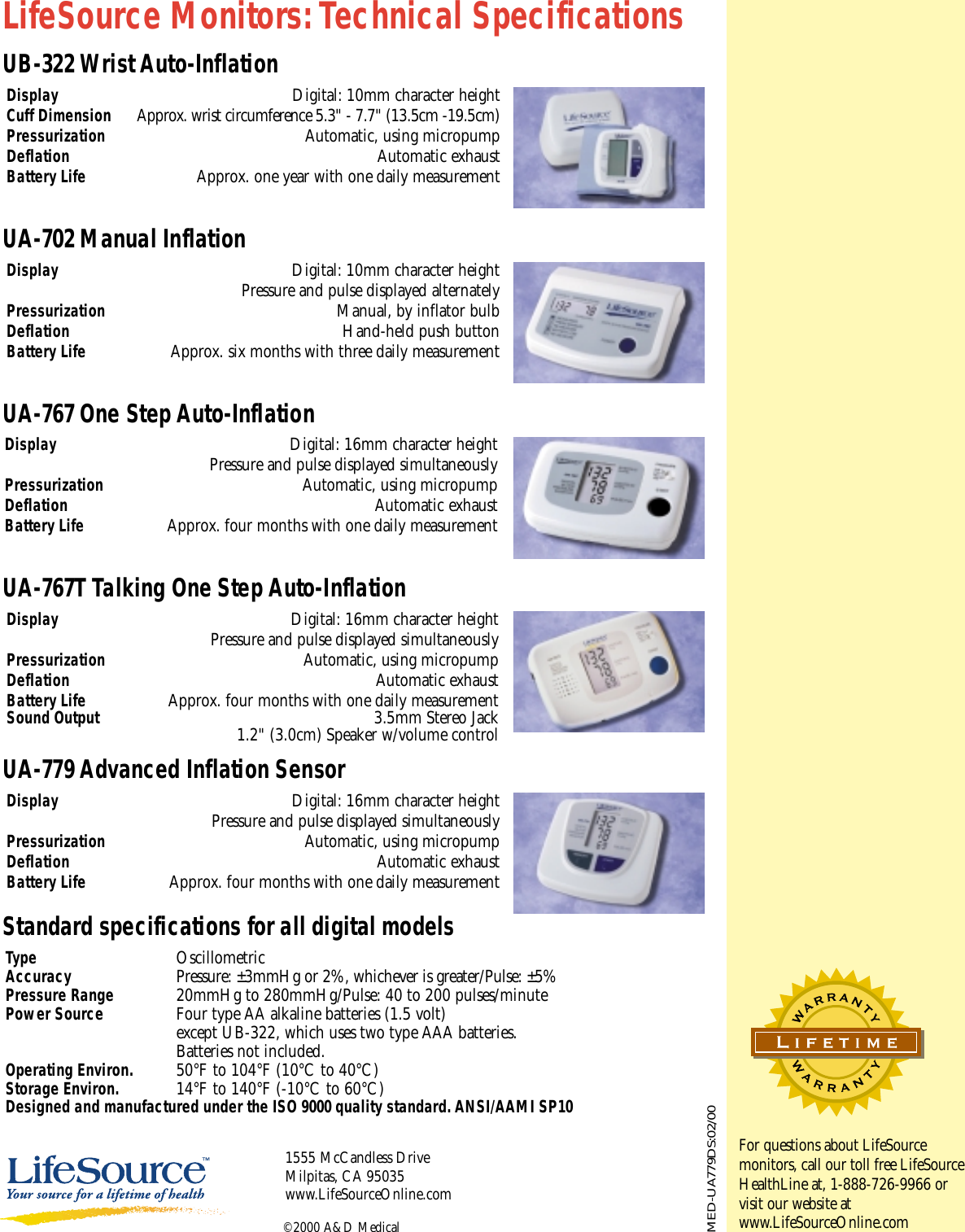 Page 2 of 2 - Lifesource Lifesource-Ua-779-Users-Manual-  Lifesource-ua-779-users-manual