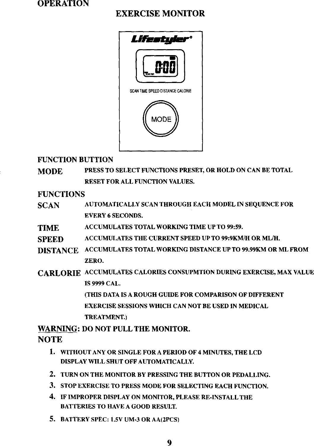 Page 9 of 12 - Lifestyler 142288000 User Manual  BICYCLE EXERCISER - Manuals And Guides L0101043