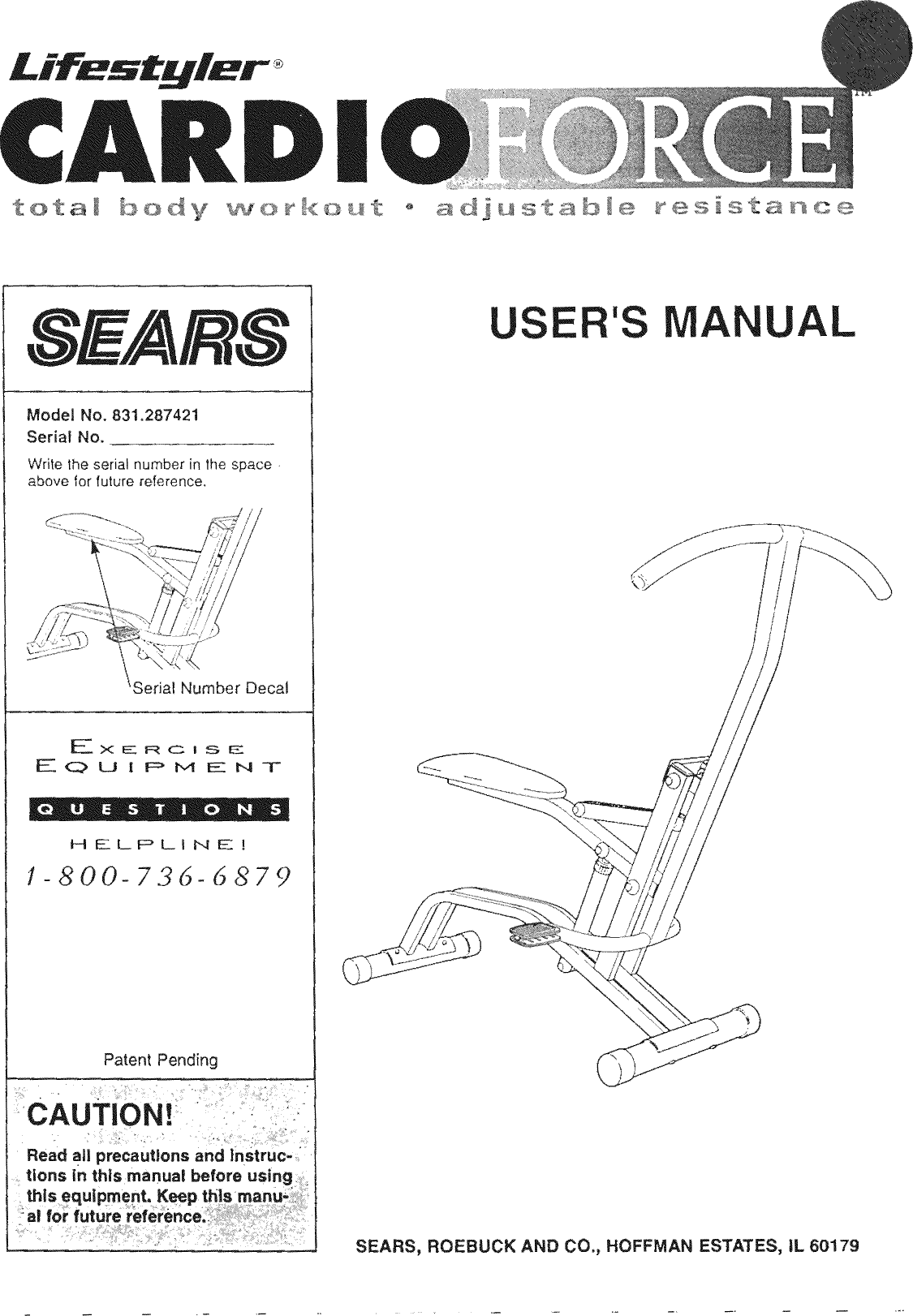 Page 1 of 12 - Lifestyler 831287421 User Manual  CARDIO FORCE - Manuals And Guides 1309381L