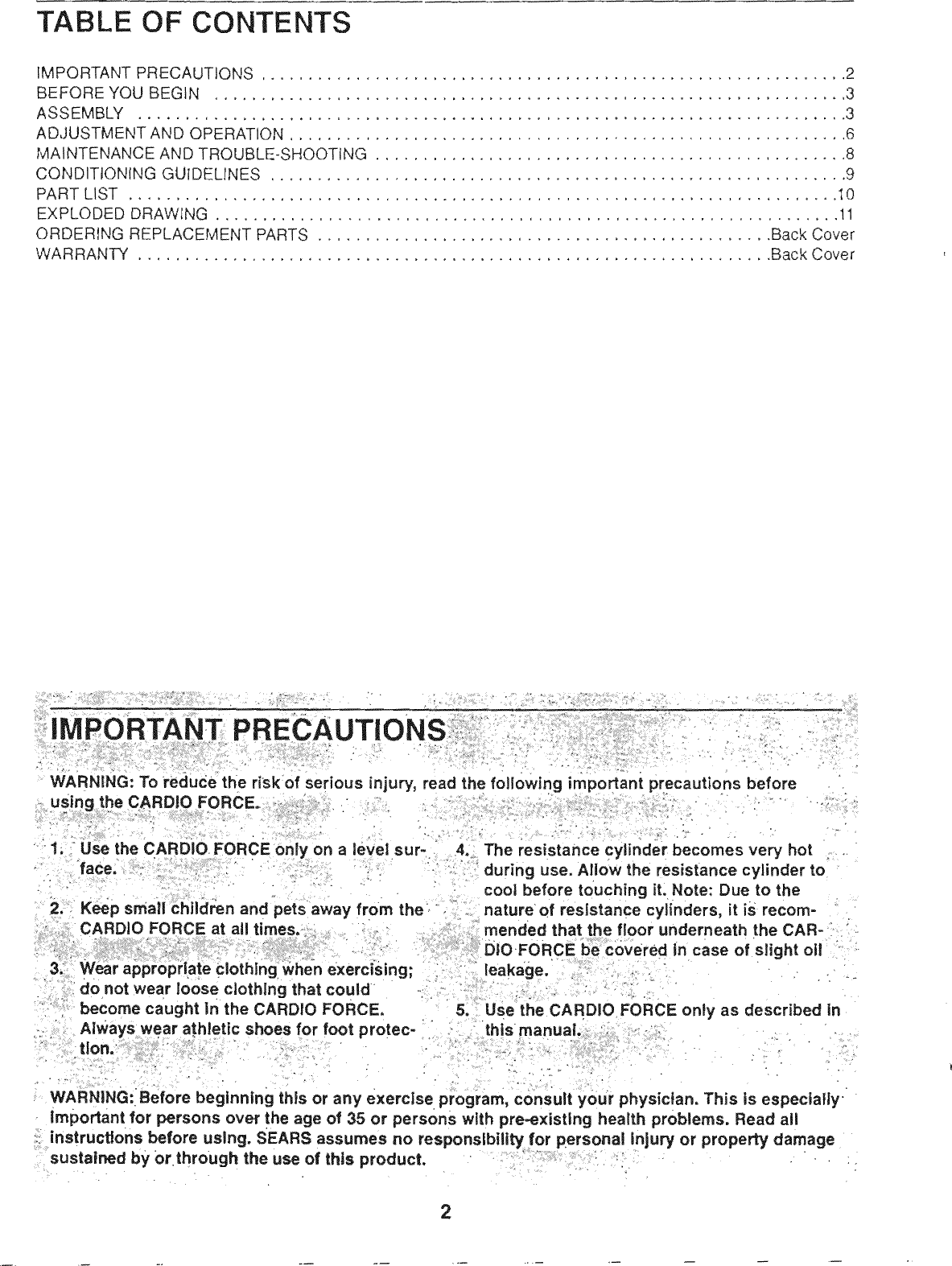 Page 2 of 12 - Lifestyler 831287421 User Manual  CARDIO FORCE - Manuals And Guides 1309381L