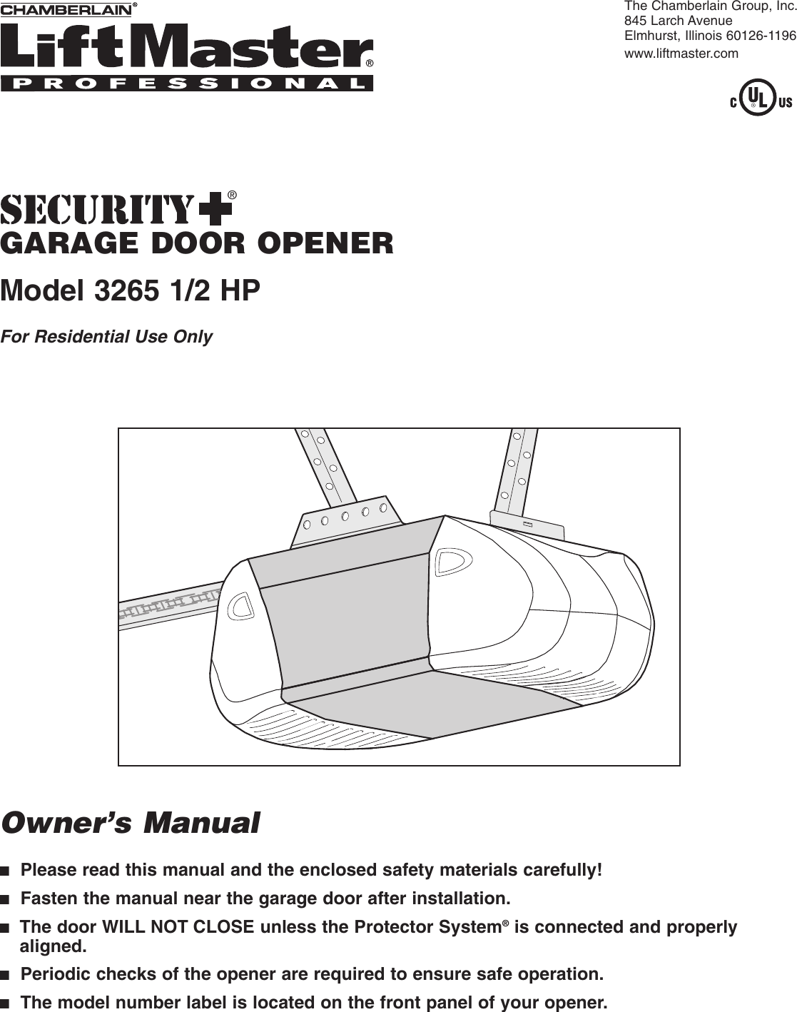 Liftmaster 3265 267 Owners Manual 114A3044FEN