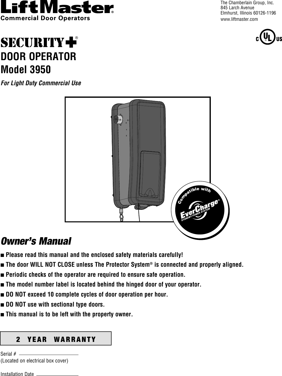 Liftmaster 3950 Owners Manual 114A4066C