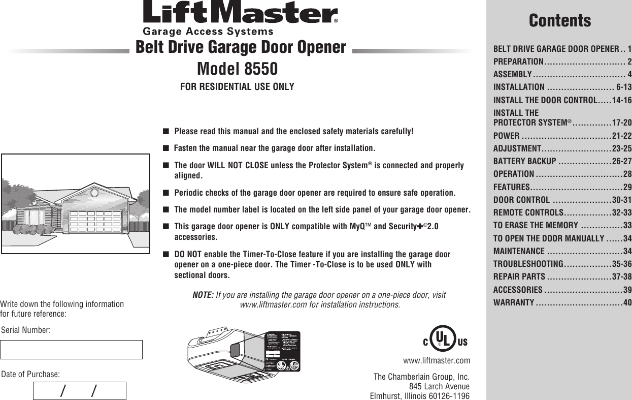 Liftmaster 8550 Users Manual 114a4243