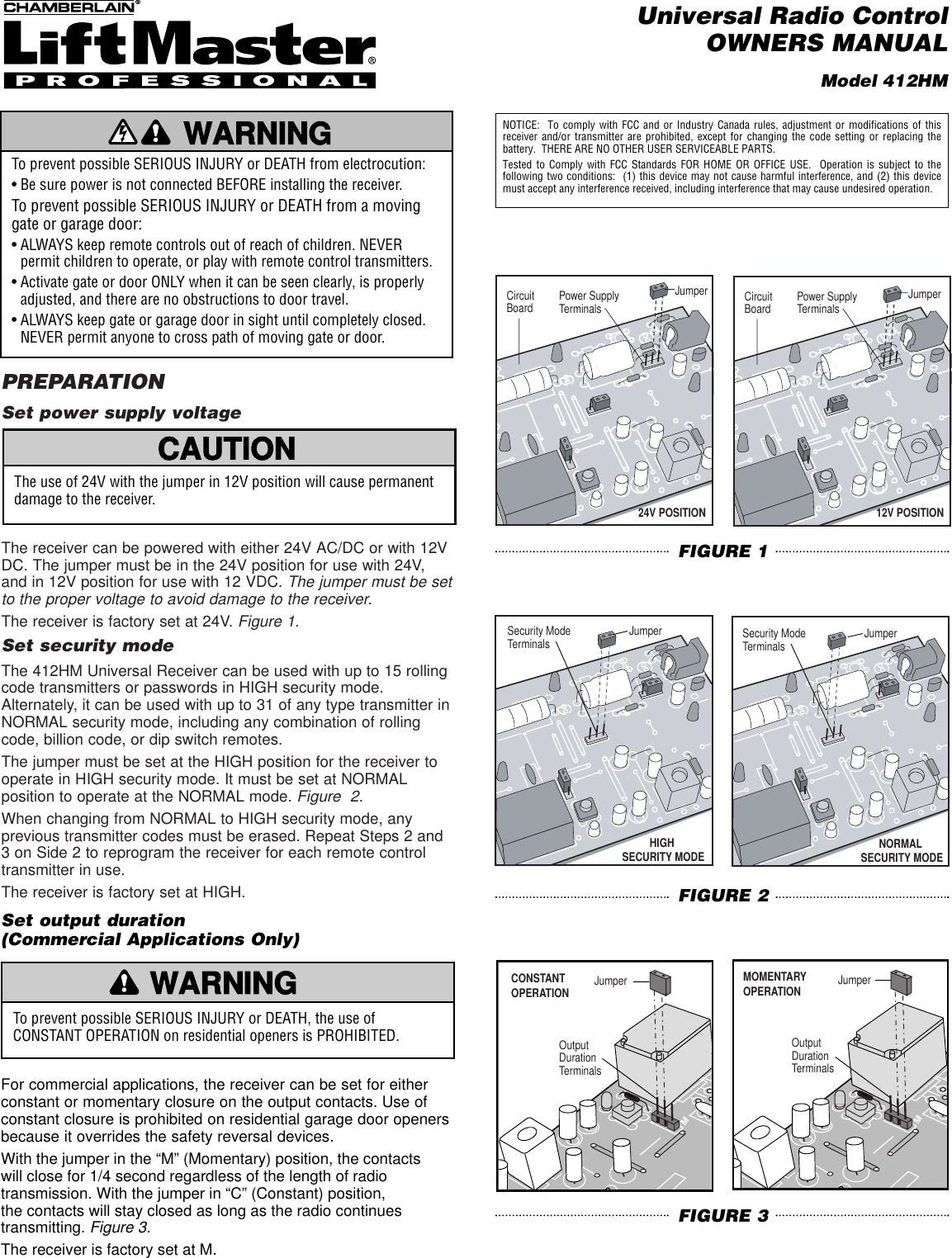 Page 1 of 4 - Liftmaster Liftmaster-Automobile-Parts-412Hm-Users-Manual- RAD MANUAL 412HM  Liftmaster-automobile-parts-412hm-users-manual