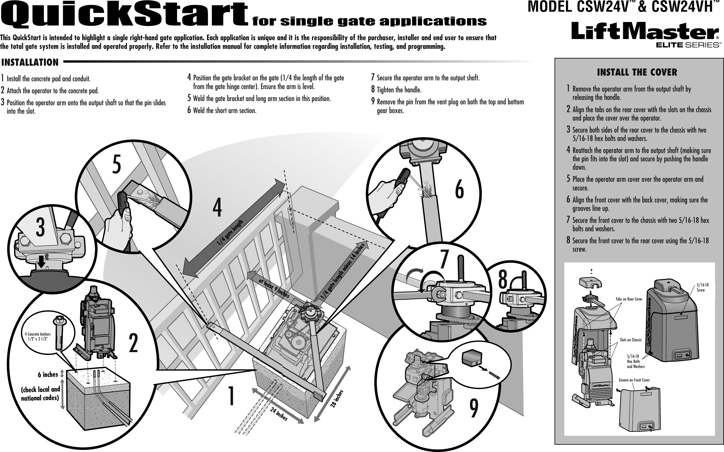 Page 1 of 2 - Liftmaster Liftmaster-Csw24V-Quick-Start-Guide 01-35589