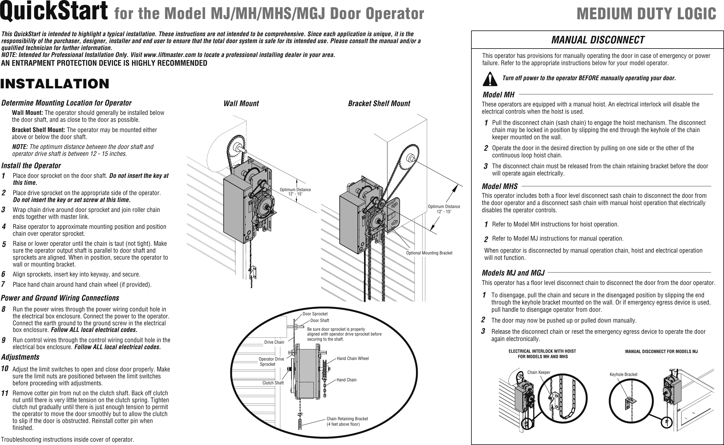 Page 1 of 2 - Liftmaster Liftmaster-Mh-Quick-Start-Guide 01-34219