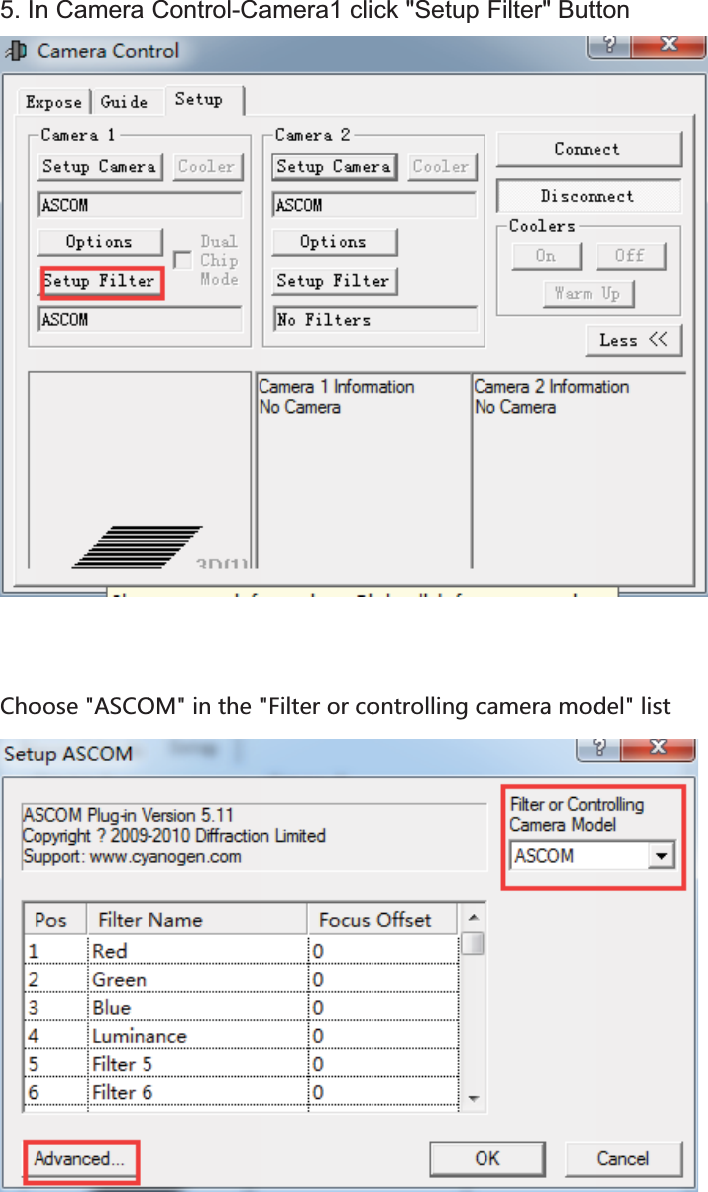 5. In)NUn Camera UUYK&apos;9)5Control-Ca53OTZNKamera1 cli,ORZKXUXIUck &quot;Setup UTZXURROTMIFilter&quot; ButtIGSKXGSUJtonJKRROYZ