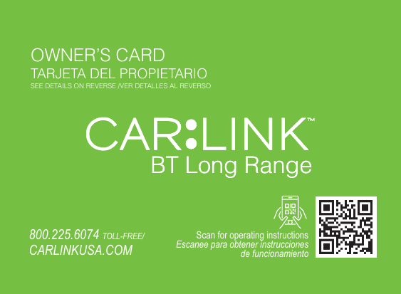 Page 5 of Light Wave Technology 3200 Connected, CarLink User Manual Owner Card Set