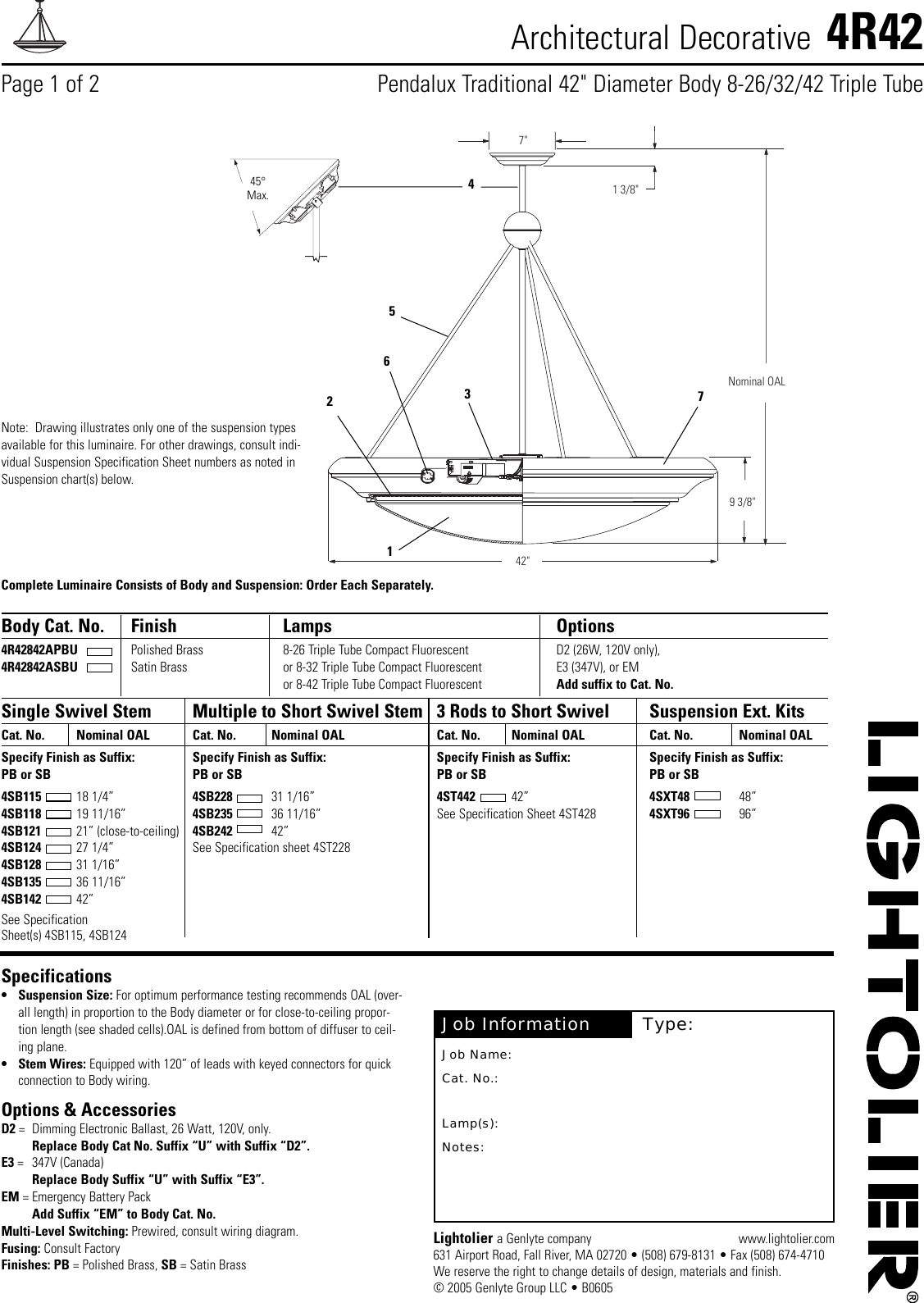 Page 1 of 2 - Lightolier Lightolier-Architectural-Decorative-4R42-Users-Manual- 4R42  Lightolier-architectural-decorative-4r42-users-manual