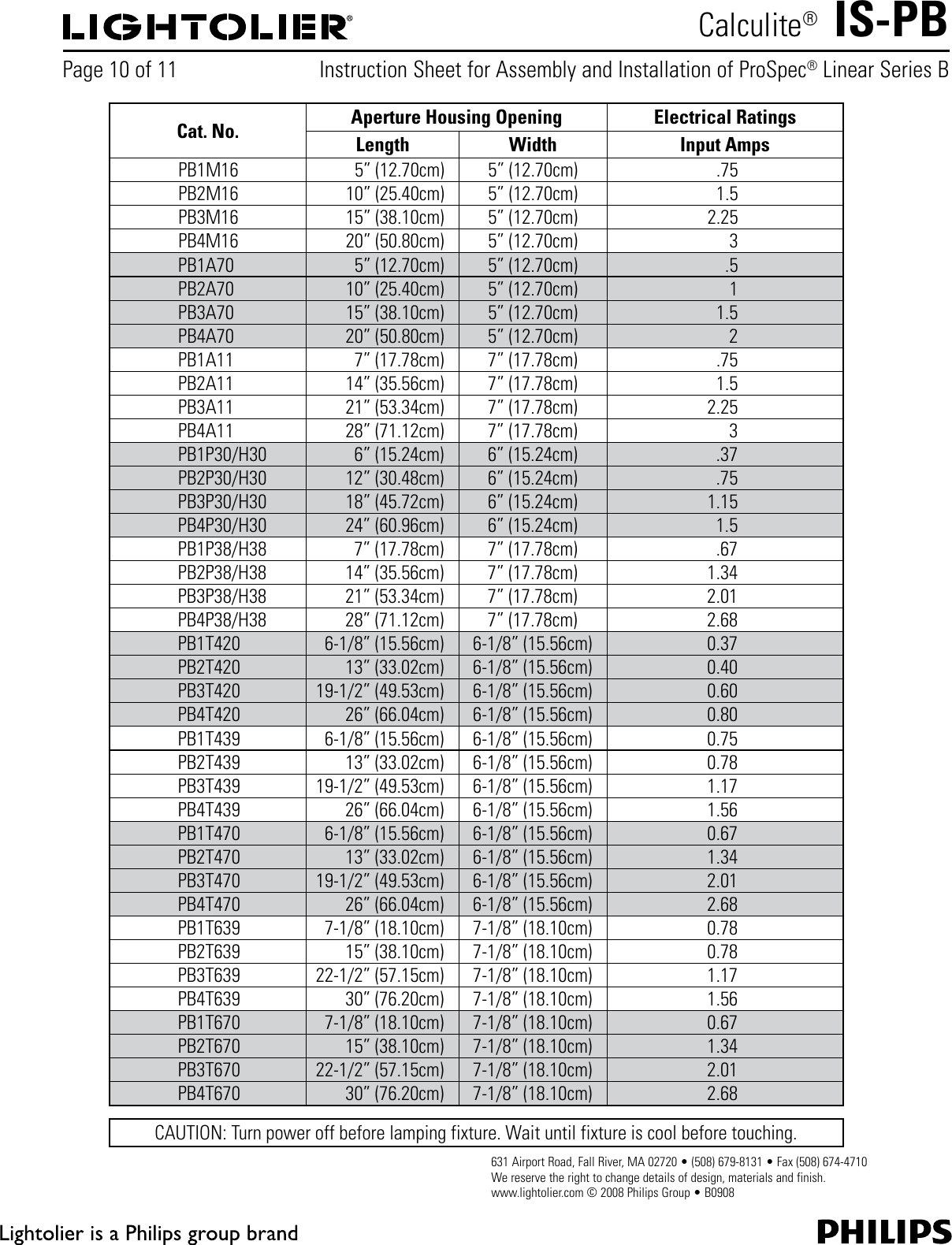 Page 10 of 11 - Lightolier Lightolier-Calculite-Prospec-Linear-Downlight-Pb-Users-Manual- IS-PB  Lightolier-calculite-prospec-linear-downlight-pb-users-manual