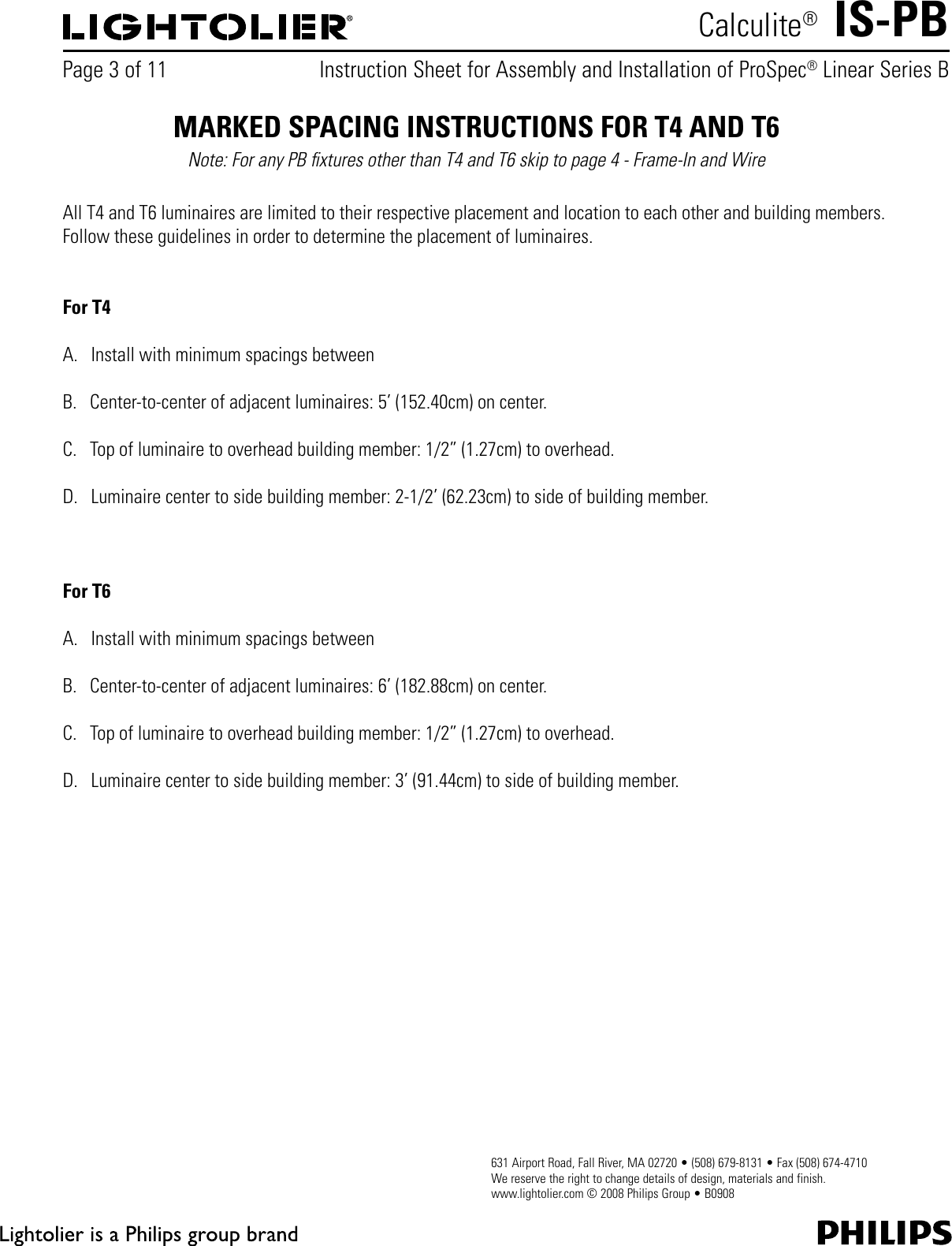 Page 3 of 11 - Lightolier Lightolier-Calculite-Prospec-Linear-Downlight-Pb-Users-Manual- IS-PB  Lightolier-calculite-prospec-linear-downlight-pb-users-manual