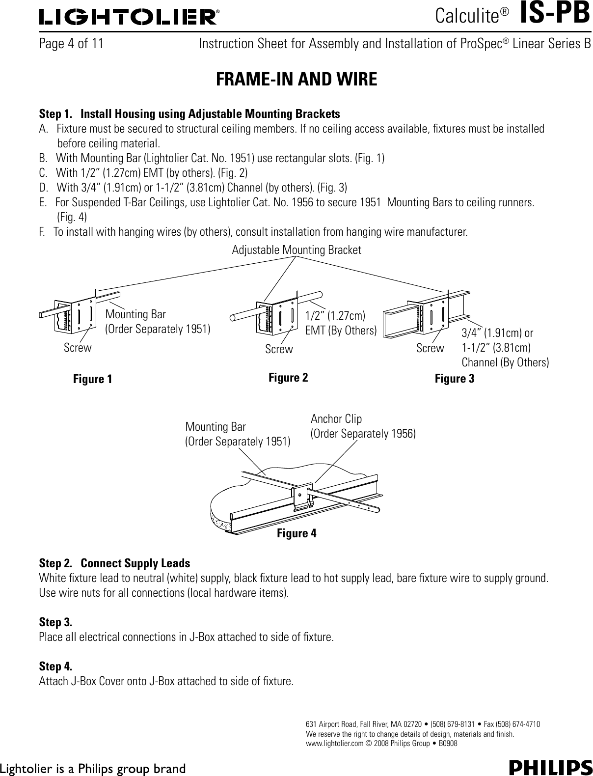 Page 4 of 11 - Lightolier Lightolier-Calculite-Prospec-Linear-Downlight-Pb-Users-Manual- IS-PB  Lightolier-calculite-prospec-linear-downlight-pb-users-manual