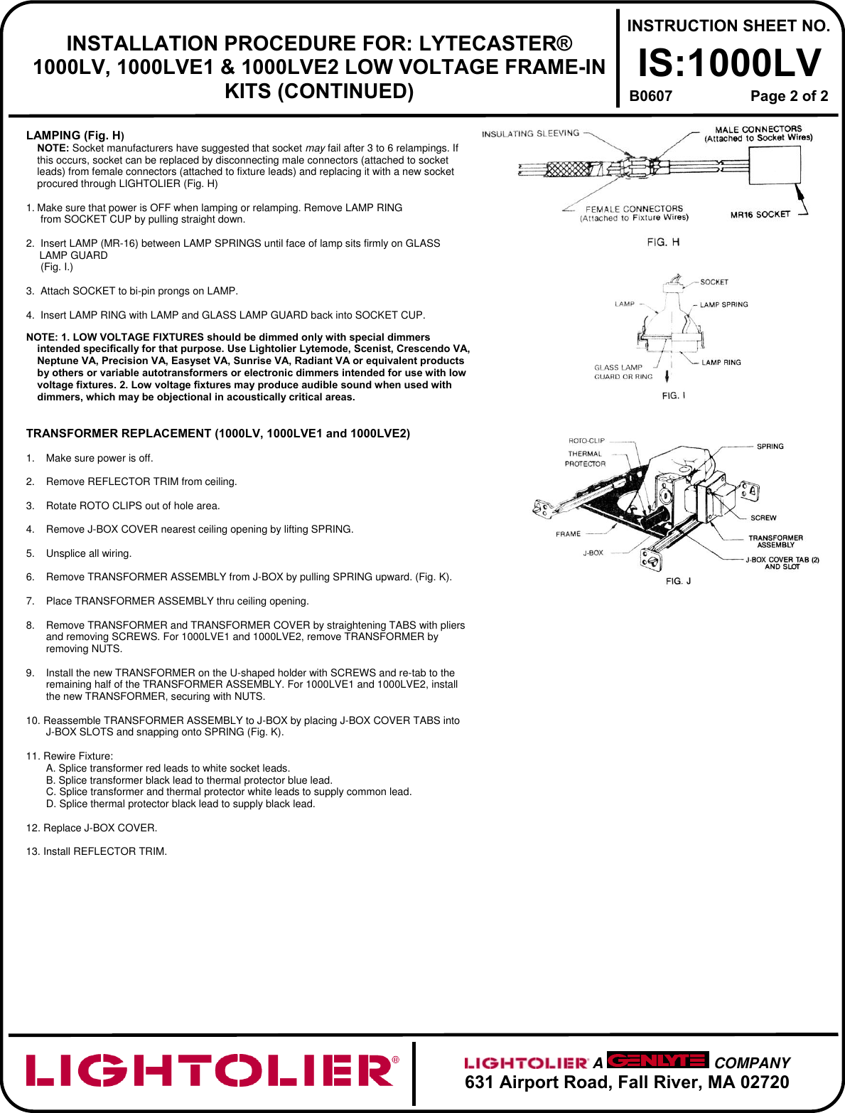 Page 2 of 2 - Lightolier Lightolier-Is-1000Lv-Users-Manual IS-1000LV