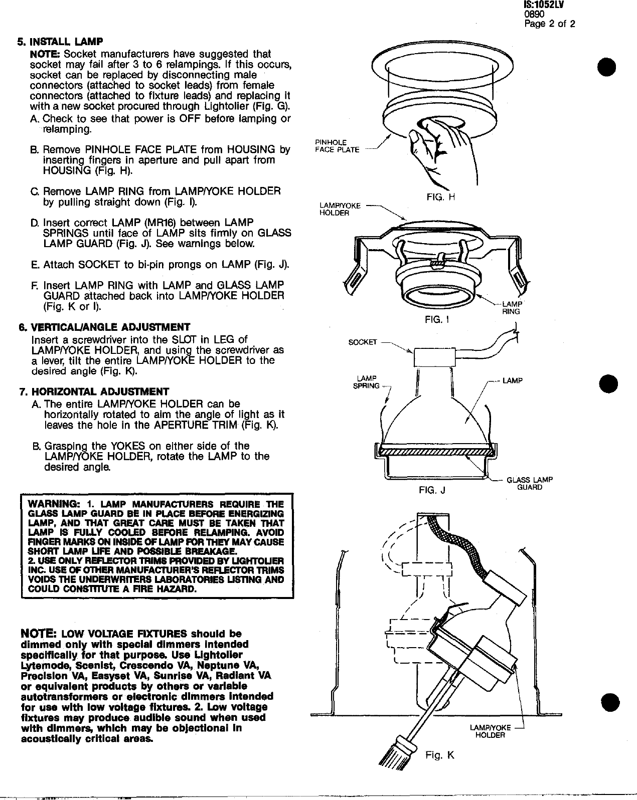Page 2 of 2 - Lightolier Lightolier-Lytecaster-1000Lv-Users-Manual- Lytecaster Downlights Instruction Sheets Lightolier-lytecaster-1000lv-users-manual