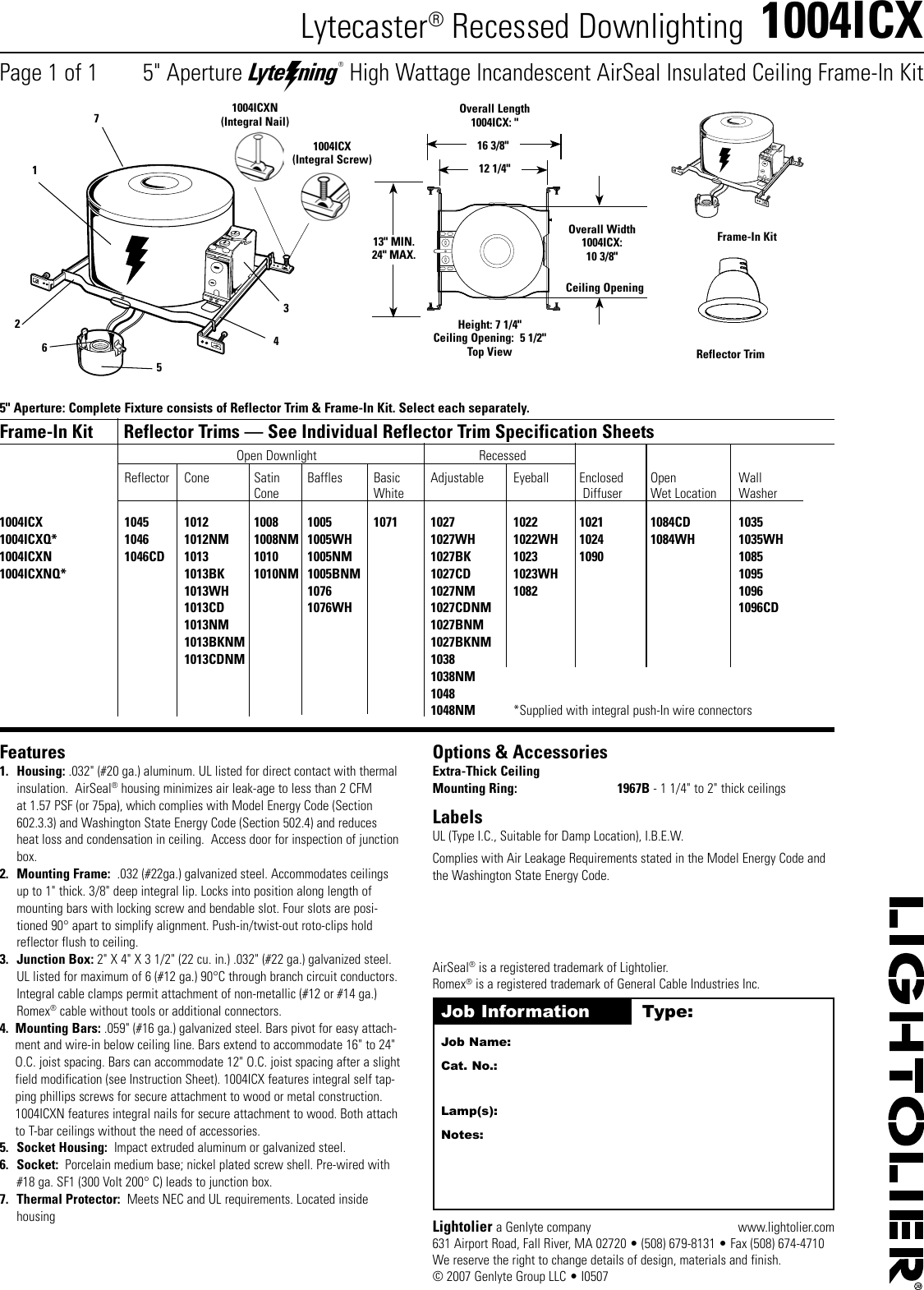 Page 1 of 1 - Lightolier Lightolier-Lytecaster-1004Icx-Users-Manual-  Lightolier-lytecaster-1004icx-users-manual