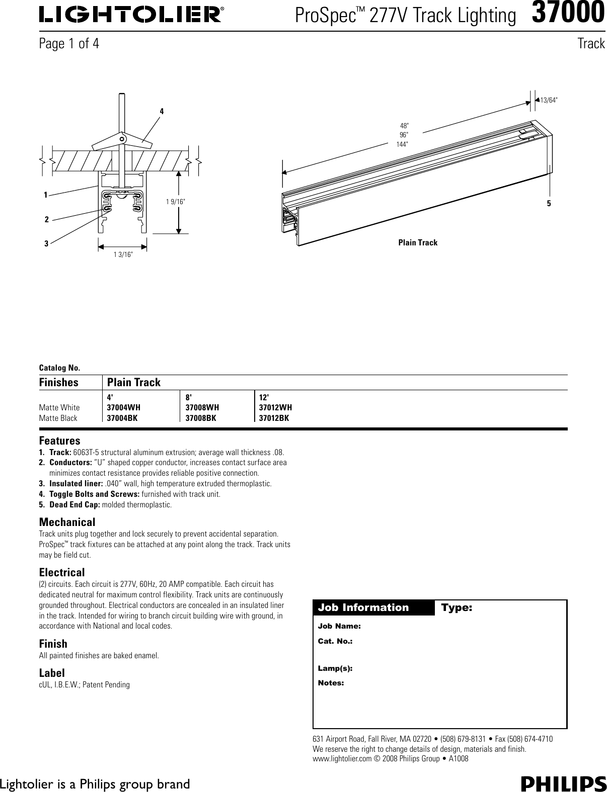 Lightolier Prospectm 37000 Users Manual
