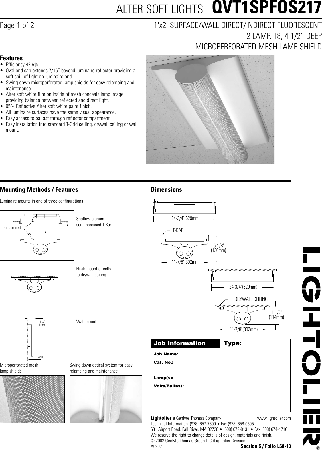Lightolier Qvt1Spfos217 Users Manual