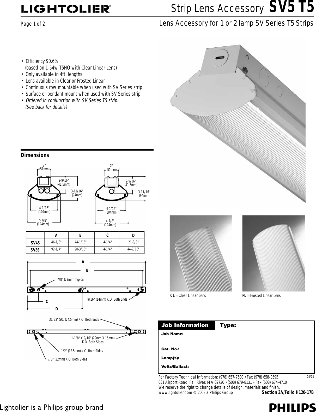 Page 1 of 2 - Lightolier Lightolier-Strip-Louver-Accessory-Sv5-T5-Users-Manual-  Lightolier-strip-louver-accessory-sv5-t5-users-manual