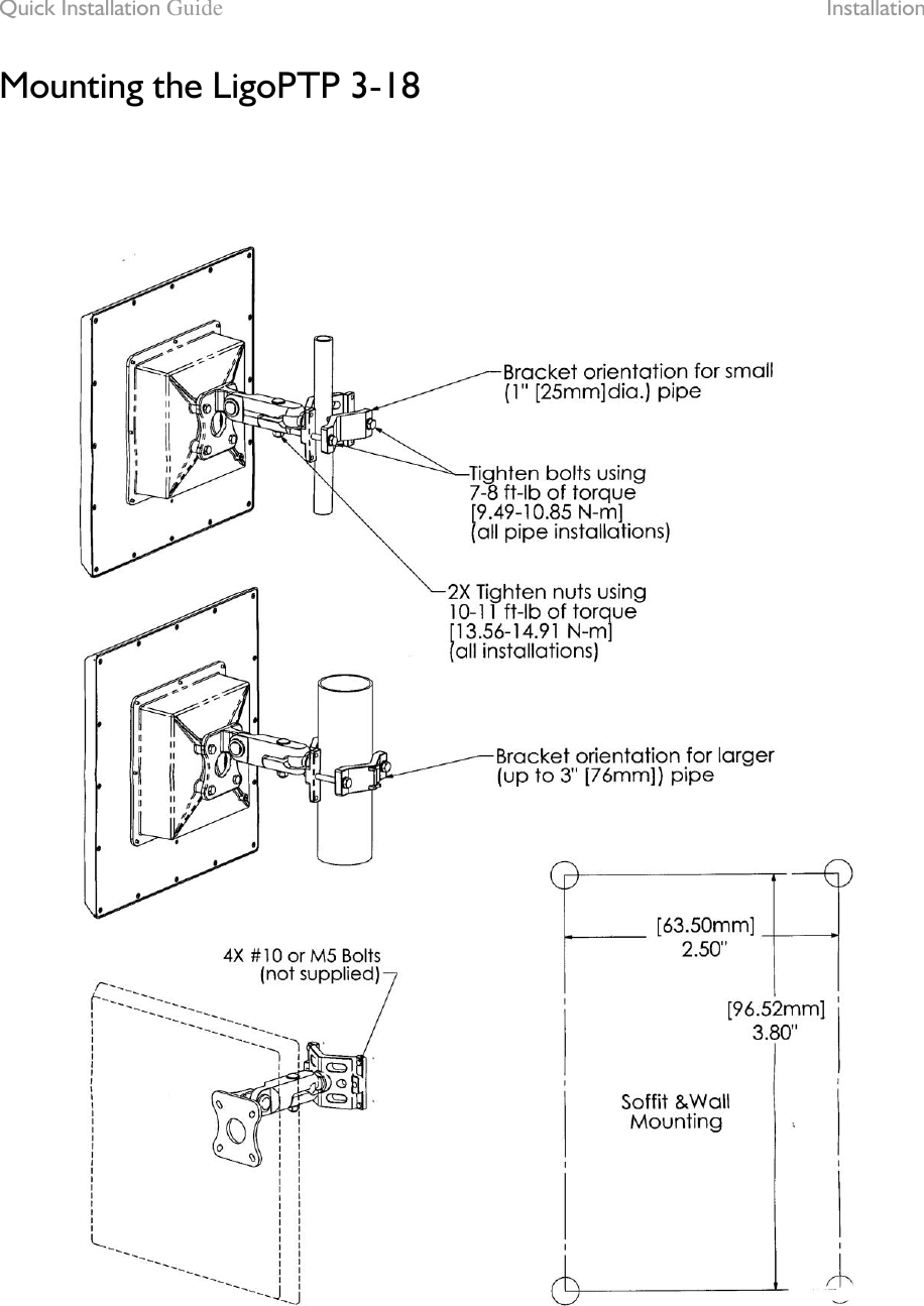 Quick Installation Guide  Installation LigoWave Page 9 Mounting the LigoPTP 3-18        