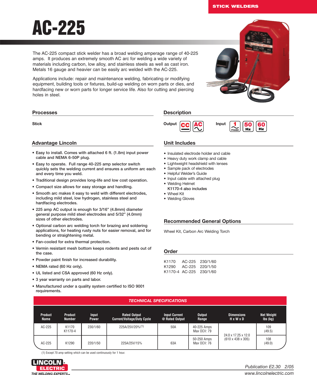 Page 1 of 2 - Lincoln-Electric Lincoln-Electric-Ac-225-Users-Manual- Stick Welders  Lincoln-electric-ac-225-users-manual