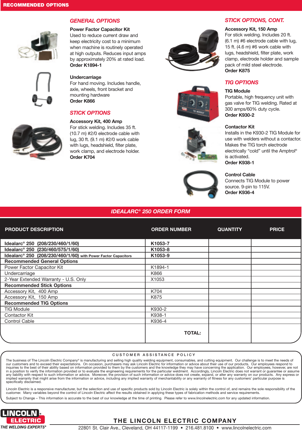 Page 2 of 2 - Lincoln-Electric Lincoln-Electric-Idealarc-250-Users-Manual- Stick Welders  Lincoln-electric-idealarc-250-users-manual