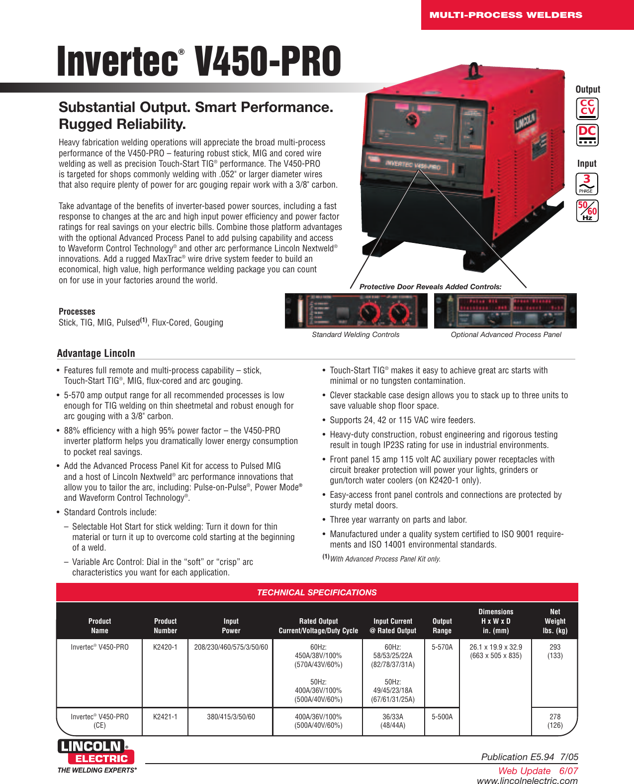 Page 1 of 8 - Lincoln-Electric Lincoln-Electric-Invertec-V450-Pro-Users-Manual- Multi-Process Welders Lincoln-electric-invertec-v450-pro-users-manual
