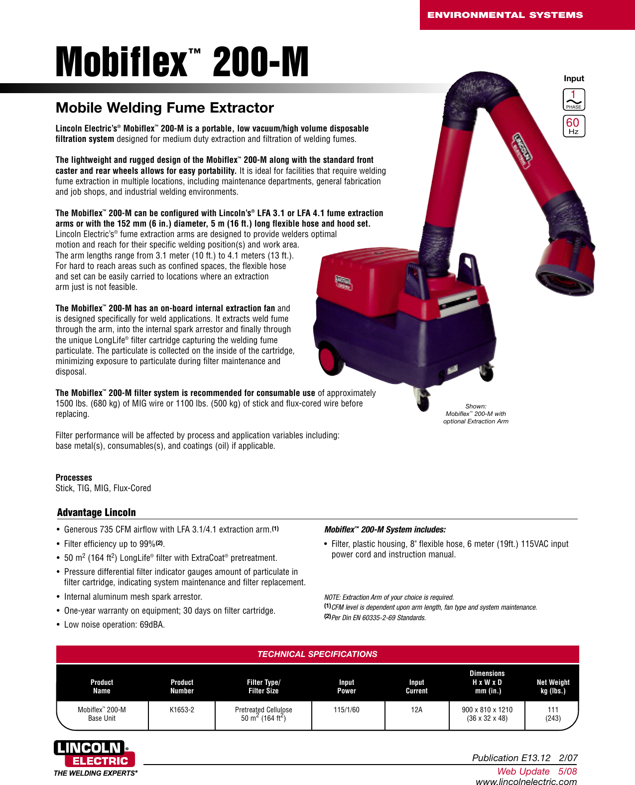 Page 1 of 4 - Lincoln-Electric Lincoln-Electric-Mobiflex-200-M-Users-Manual- Environmental Systems  Lincoln-electric-mobiflex-200-m-users-manual