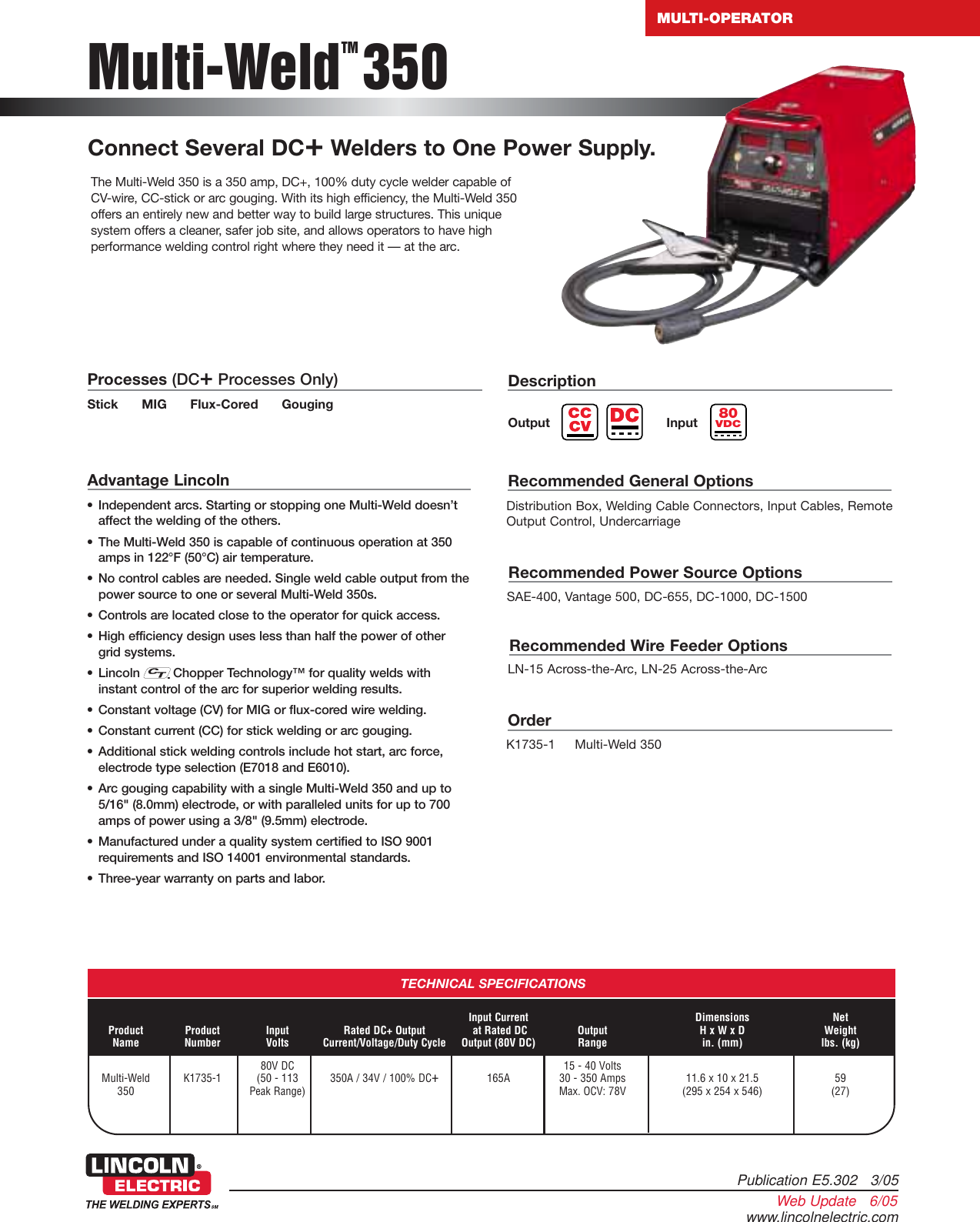 Page 1 of 6 - Lincoln-Electric Lincoln-Electric-Multi-Weld-350-Users-Manual- Multi-Operator  Lincoln-electric-multi-weld-350-users-manual