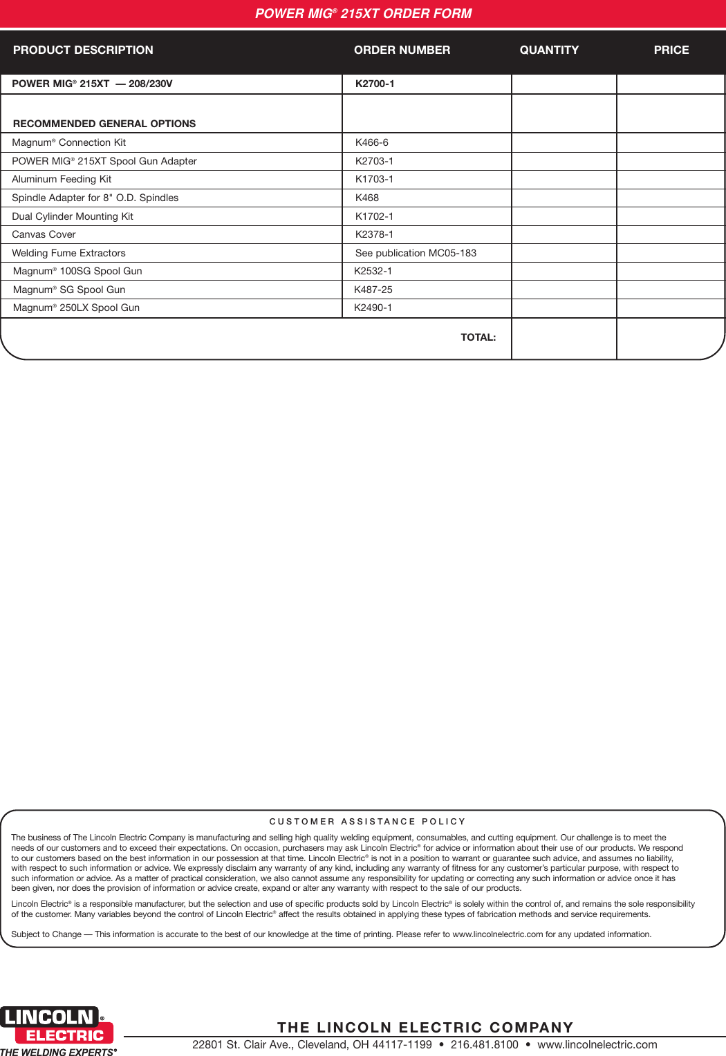 Page 8 of 8 - Lincoln-Electric Lincoln-Electric-Power-Mig-215-Xt-Users-Manual- Wire Feeder Welders  Lincoln-electric-power-mig-215-xt-users-manual