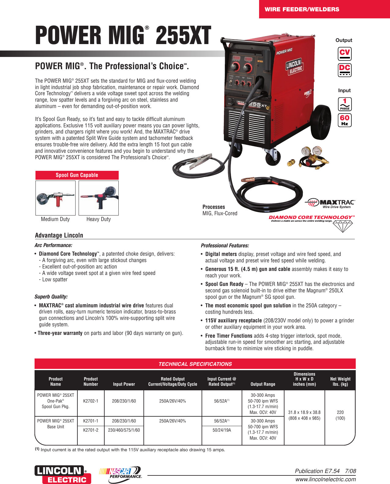 Lincoln Electric Power Mig 255Xt Users Manual Wire Feeder/Welders