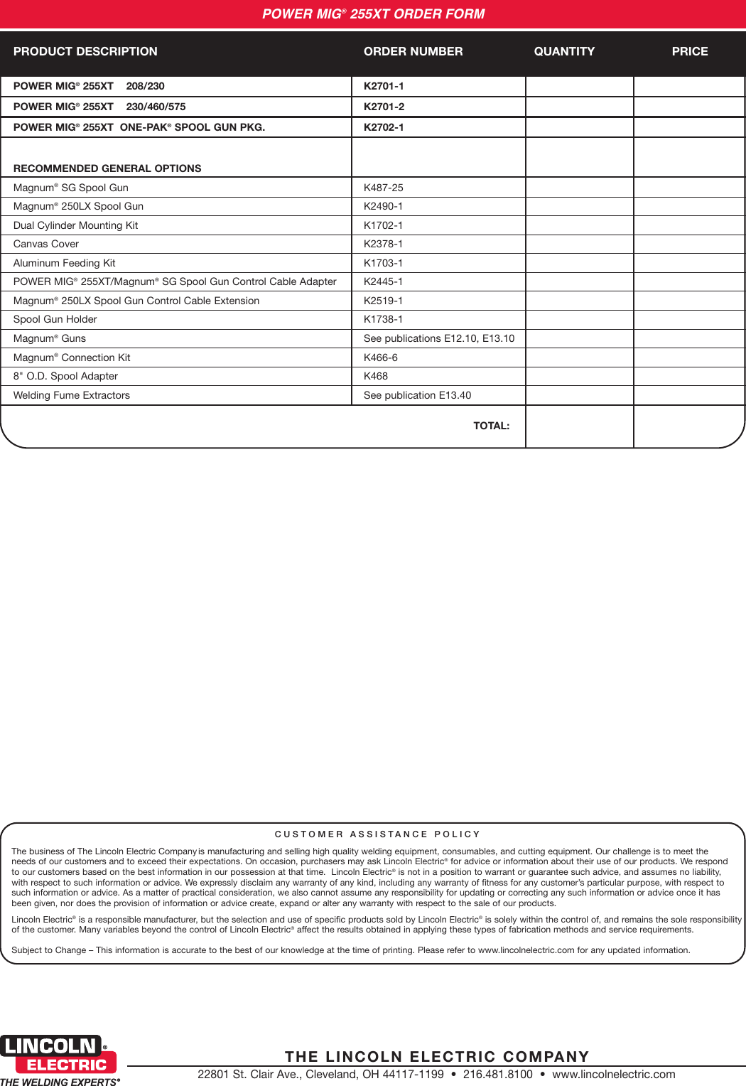 Page 8 of 8 - Lincoln-Electric Lincoln-Electric-Power-Mig-255Xt-Users-Manual- Wire Feeder/Welders  Lincoln-electric-power-mig-255xt-users-manual