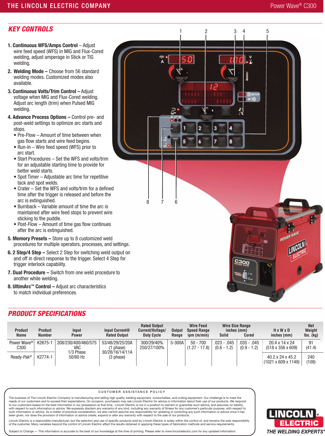 Page 2 of 2 - Lincoln-Electric Lincoln-Electric-Power-Wave-C300-Users-Manual- Advanced Process Welders  Lincoln-electric-power-wave-c300-users-manual