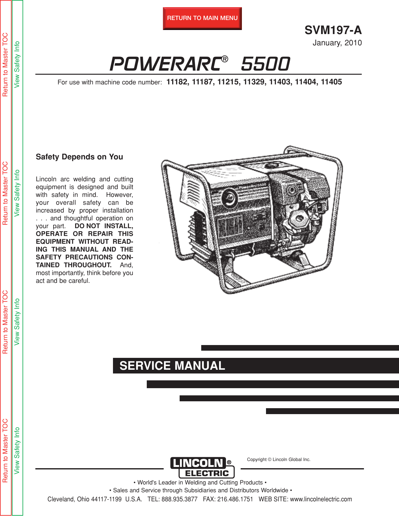Lincoln Electric Powerarc 5500 Svm197 A Users Manual