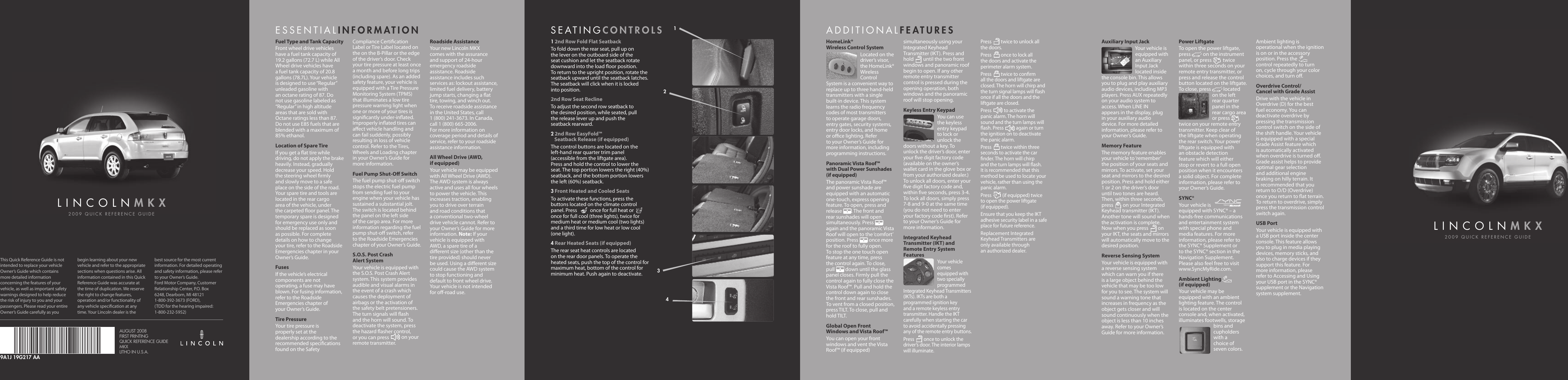 Page 1 of 2 - Lincoln Lincoln-2009-Mkx-Users-Manual-  Lincoln-2009-mkx-users-manual