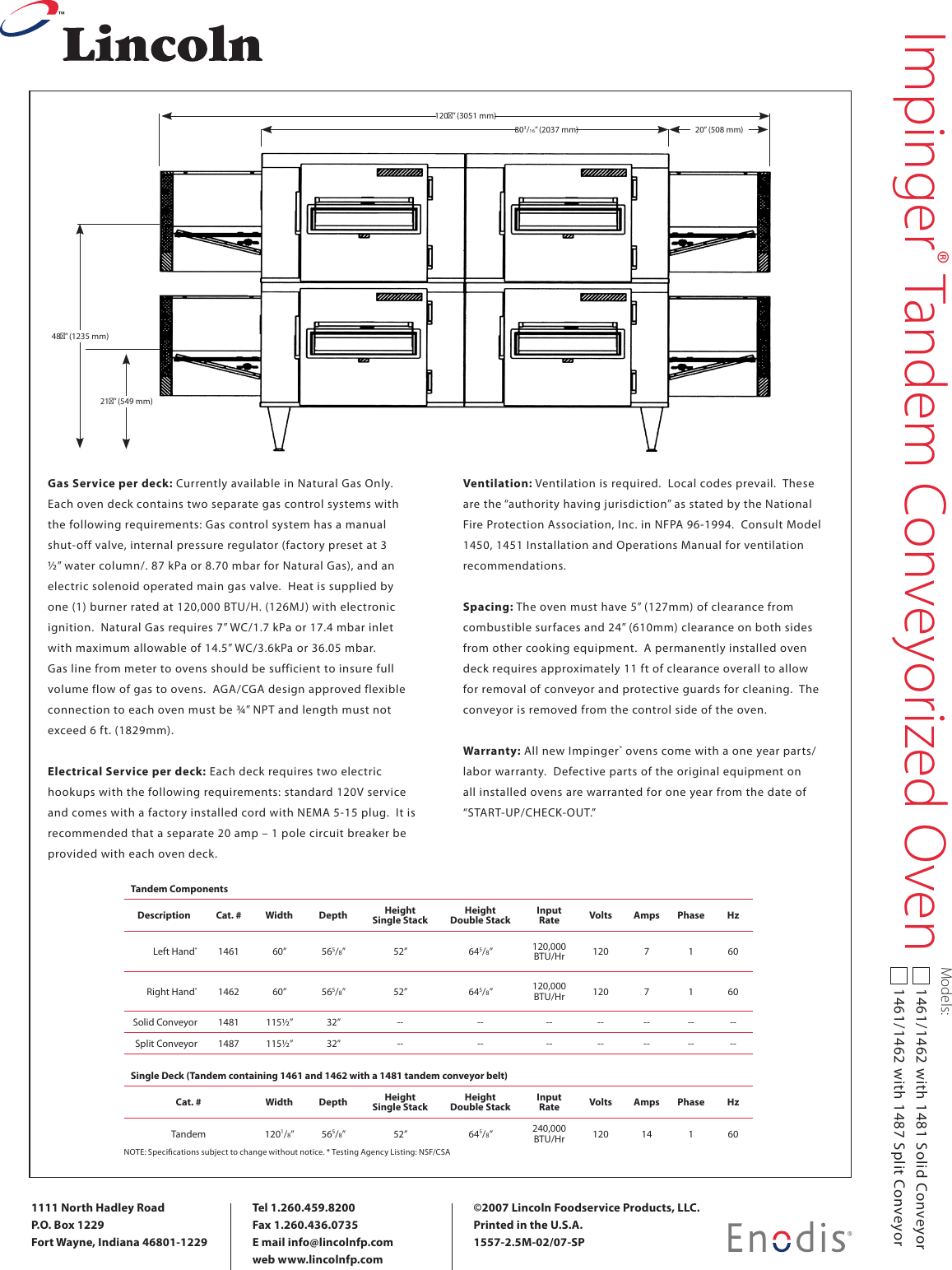 Page 2 of 2 - Lincoln Lincoln-Impinger-Tandem-Conveyorized-Oven-1461-1462-Users-Manual-  Lincoln-impinger-tandem-conveyorized-oven-1461-1462-users-manual