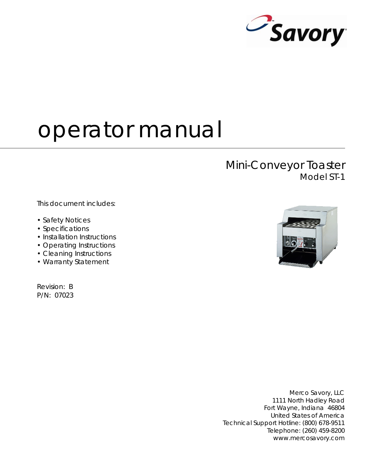 Page 1 of 8 - Lincoln Lincoln-Mini-Conveyor-Toaster-St-1-Users-Manual ST-1 Operator Manual