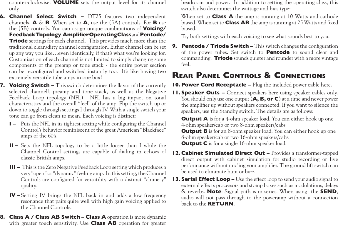 Page 5 of 8 - Line-6 Line-6-Dt25-112-Quick-Start-Guide DT25 Guitar Amplifier Pilot's Guide - Revision C