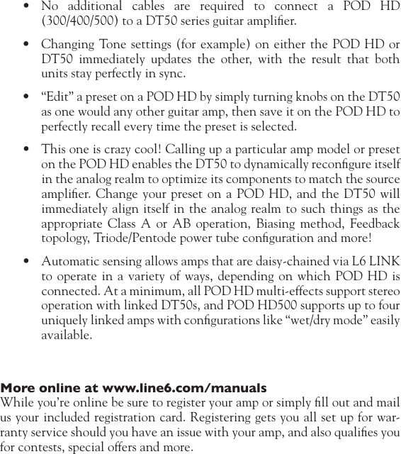 Page 6 of 8 - Line-6 Line-6-Dt50-112-Quick-Start-Guide DT50 Guitar Amplifier Pilot's Guide - Revision D