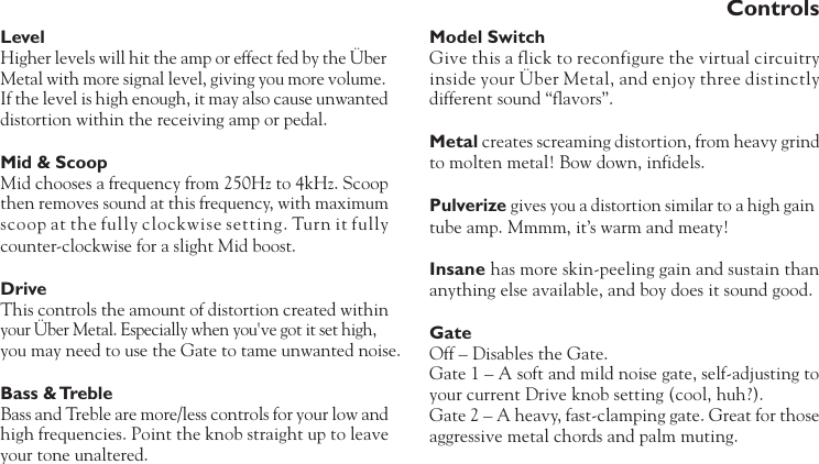 Page 7 of 11 - Line-6 Line-6-Uber-Metal-Owners-Manual Über Metal Pilot's Handbook - Revision F