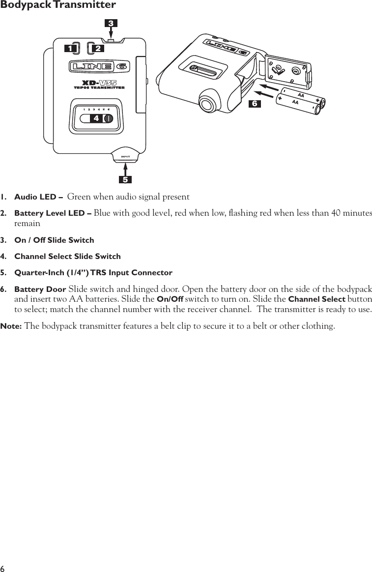 Page 6 of 12 - Line-6 Line-6-Xd-V35L-Quick-Start-Guide XD-V35 Digital Wireless Pilot's Handbook - Revision C