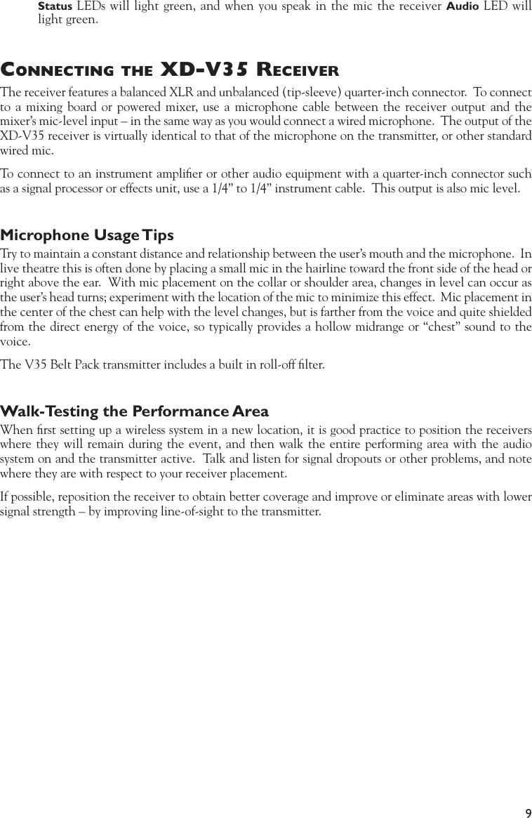 Page 9 of 12 - Line-6 Line-6-Xd-V35L-Quick-Start-Guide XD-V35 Digital Wireless Pilot's Handbook - Revision C
