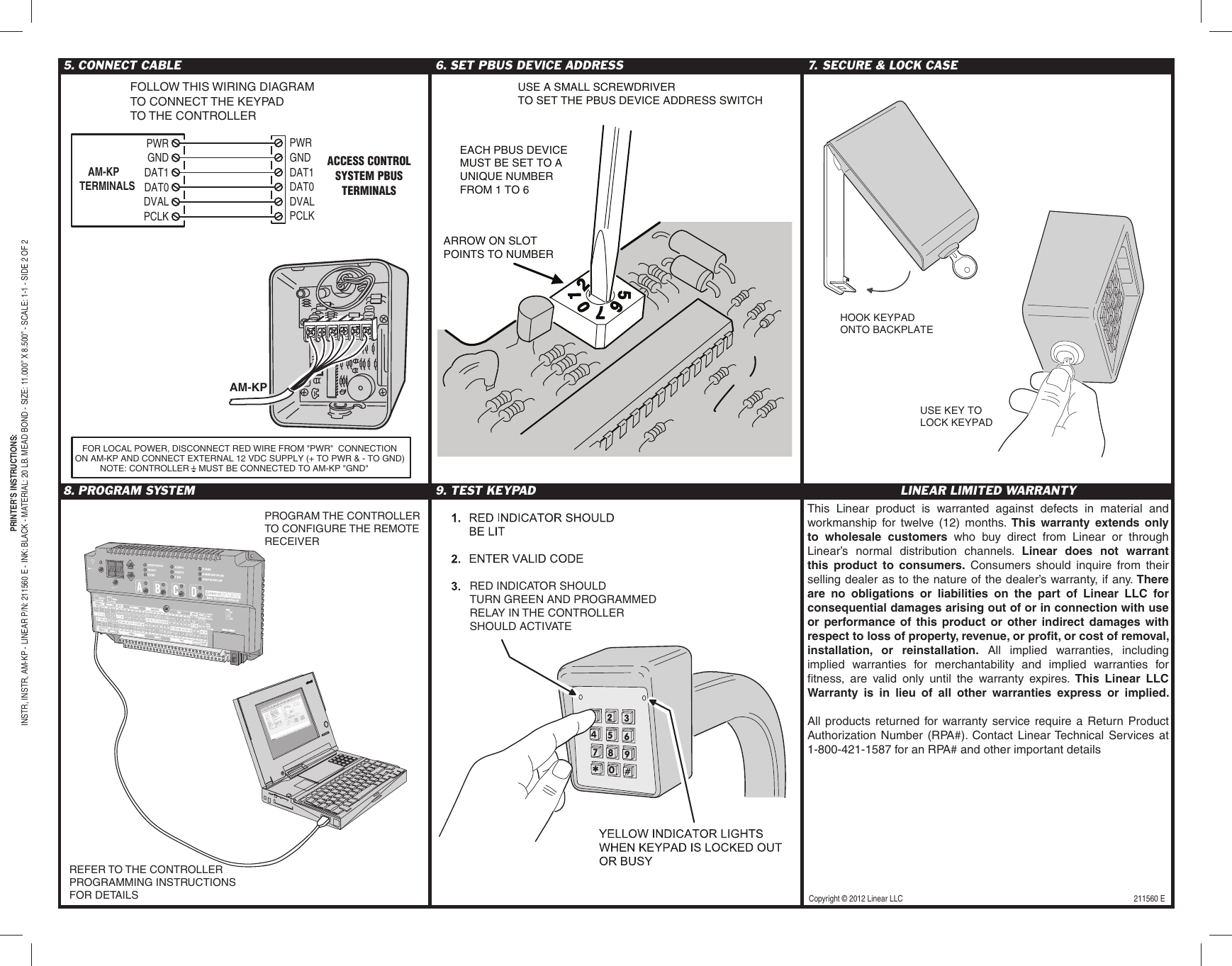 Page 2 of 2 - Linear Linear-Am-Kp-Exterior-Keypad-Quick-Start-Guide 211560E