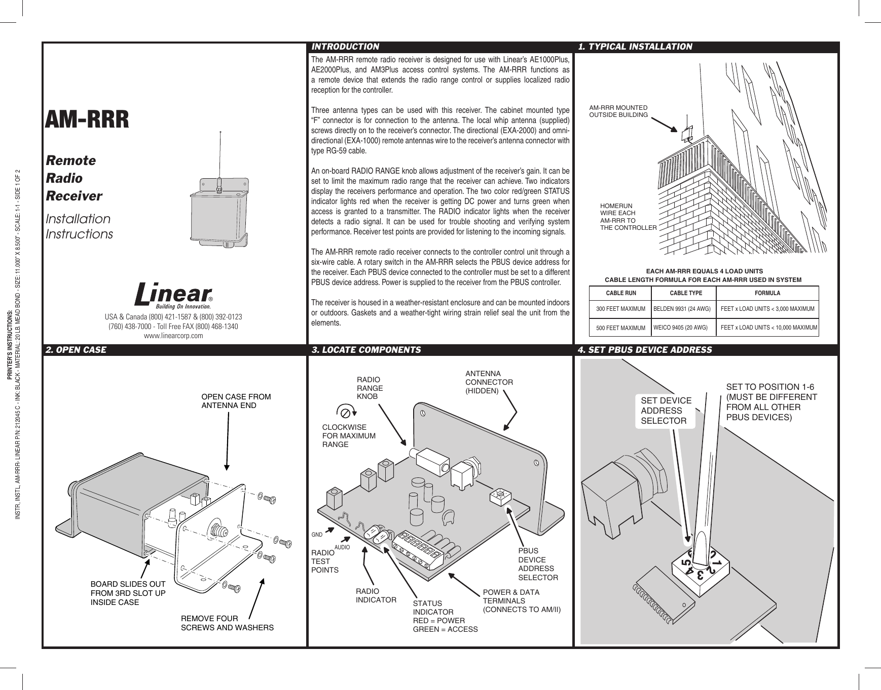 Page 1 of 2 - Linear Linear-Am-Rrr-Remote-Radio-Receiver-Quick-Start-Guide 212045C