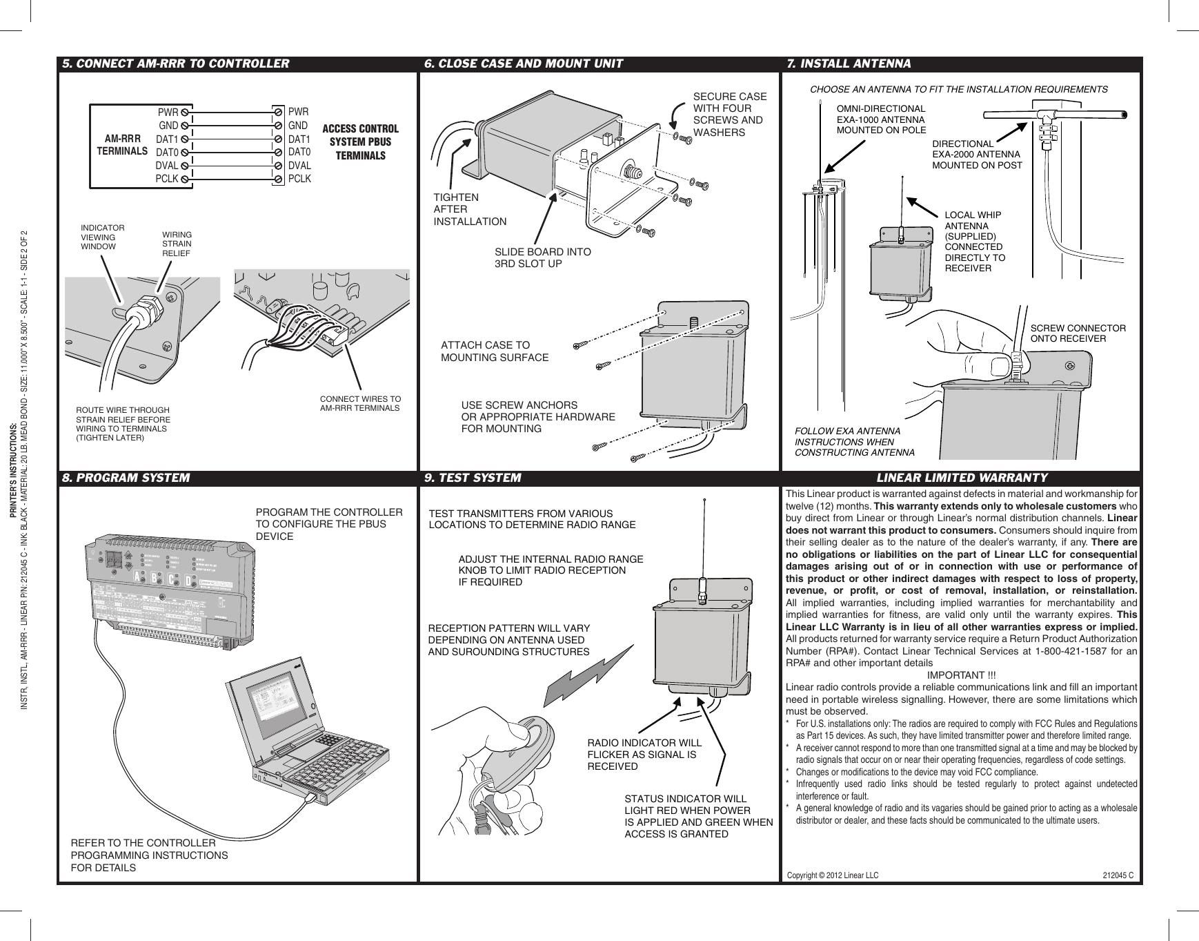 Page 2 of 2 - Linear Linear-Am-Rrr-Remote-Radio-Receiver-Quick-Start-Guide 212045C
